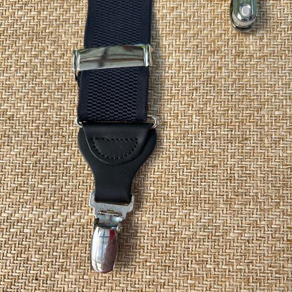 Trafalgar Suspenders Navy Elastic Black Leather Button On Braces Germany - Picture 4 of 10